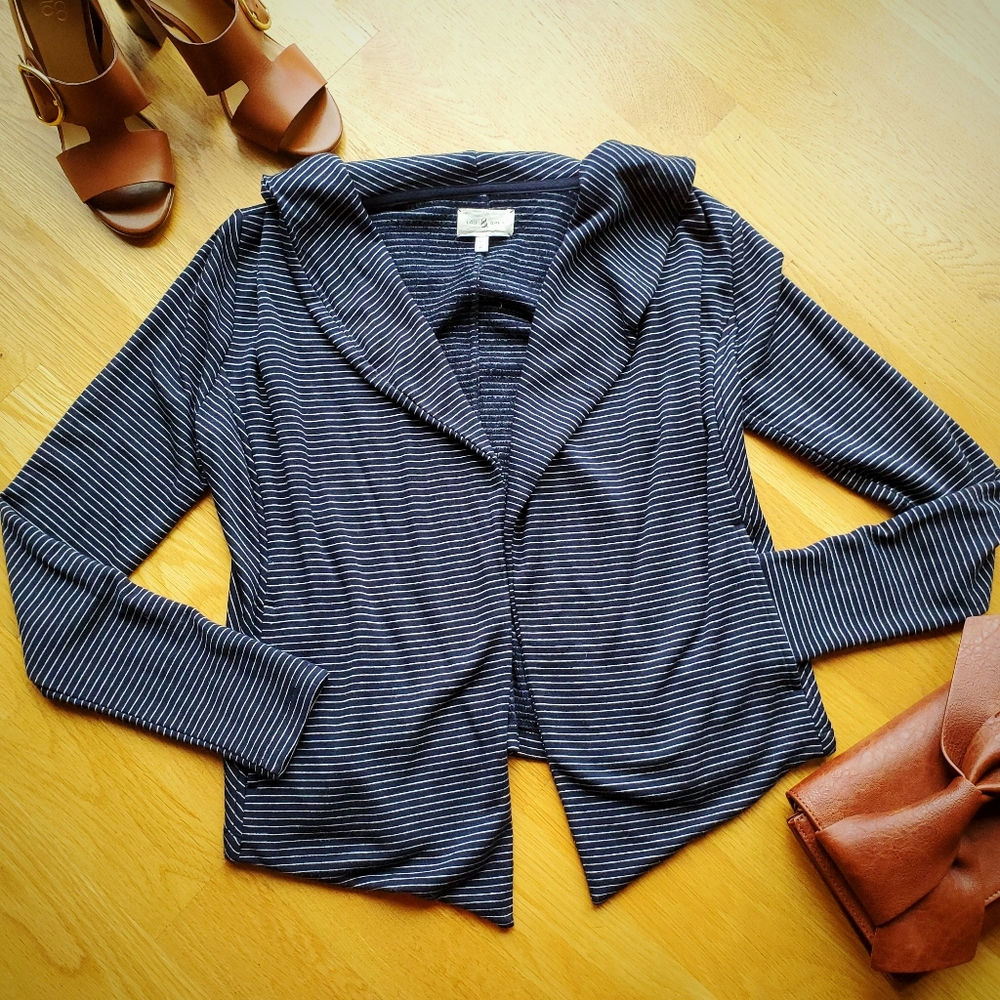 Lou&Grey Sz XS Navy & White Striped Open Jacket - Picture 2 of 6